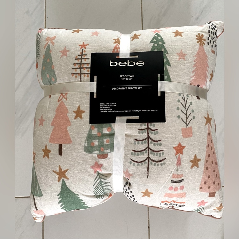 Bebe : Set of two , Brand New Festive Xmas Tree Pattern Pillow Set